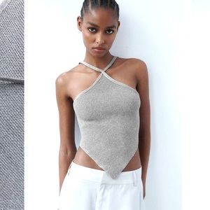 Silver Open Back Knit Top